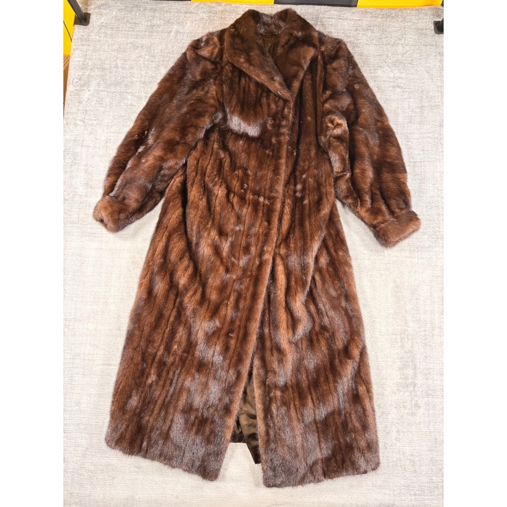Vintage Christian Dior Fur Coat Women Brown Mahogany Full Length Luxury Glamour